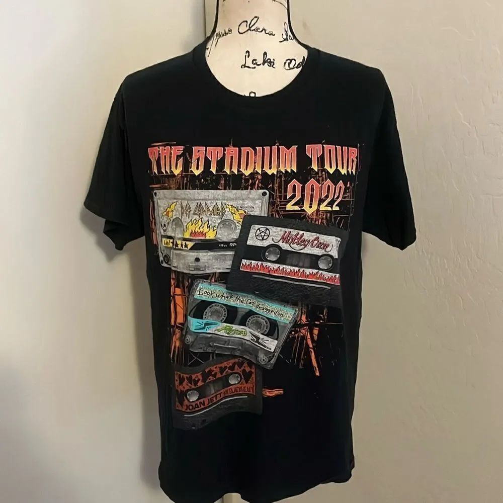 Def Leppard Poison Motley Crue The Stadium Tour Black Graphic Shirt Music Band